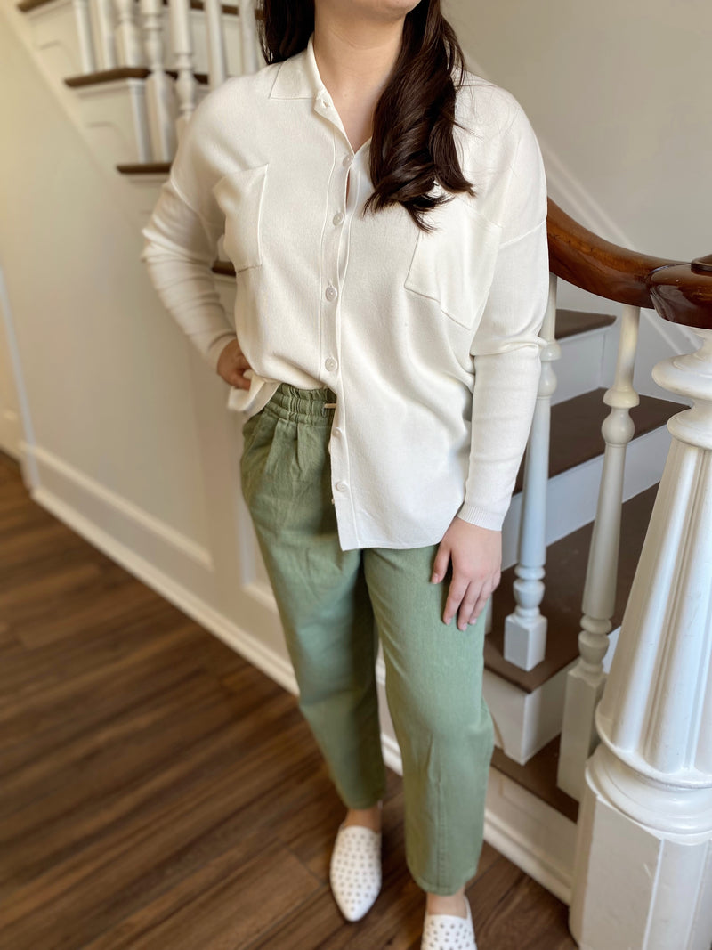 Feels Like Sunshine Button Up Top-Ivory