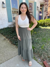 Frankie Tiered Maxi Skirt-Olive