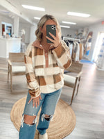 Get Cozy Plaid Pullover- Tan/Brown