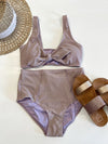 Catch Your Eye Metallic Thread Bikini-Dusty Lavender