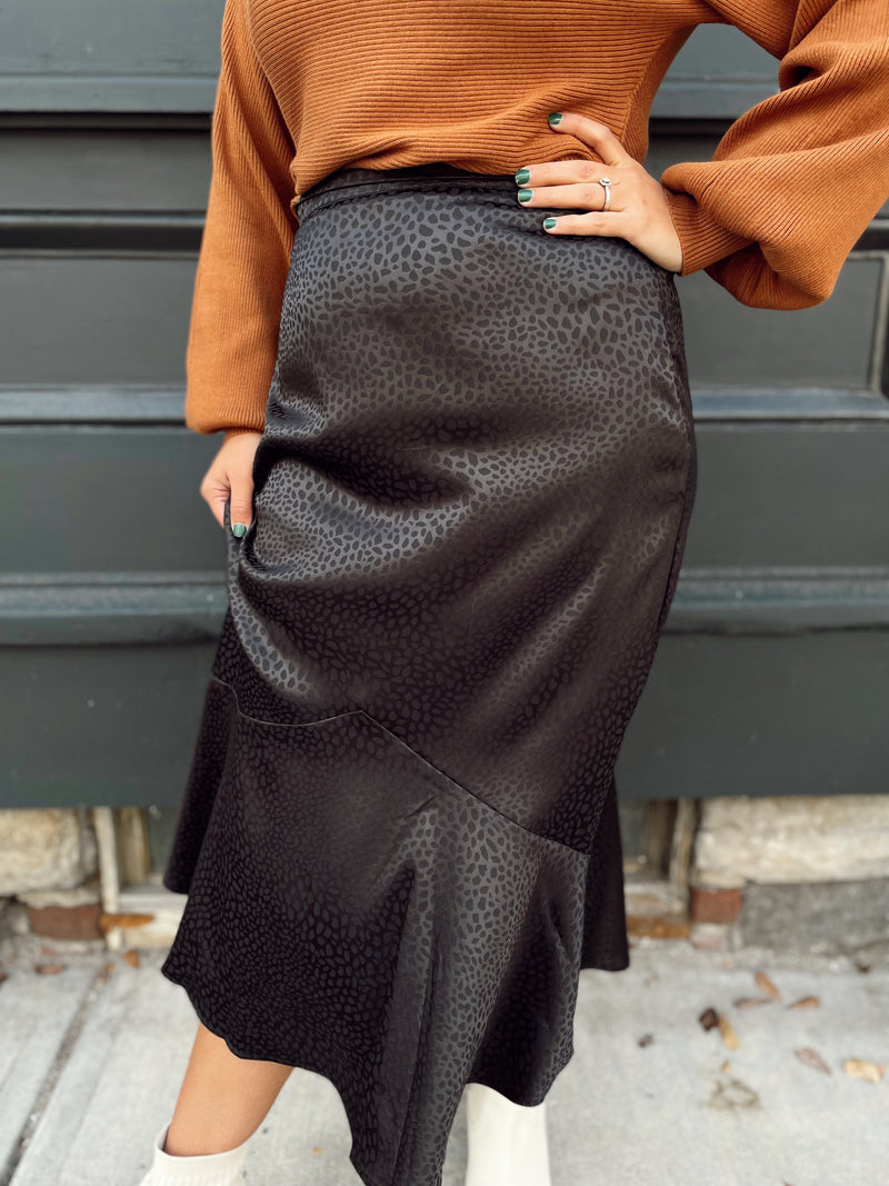 Alani Leopard Print Satin Skirt