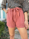 Charli Belted Shorts-Brick