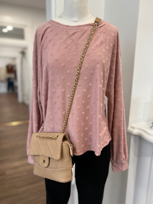 Just A Dream Dot Top-Mauve