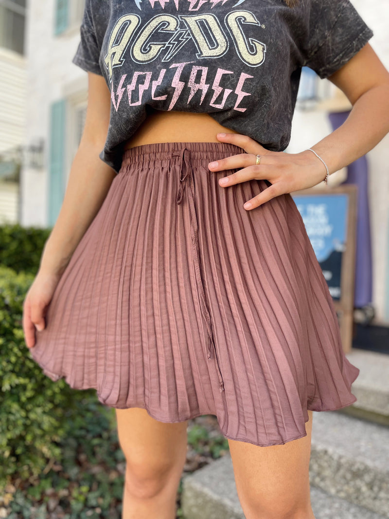 Sassy Satin Pleated Skirt