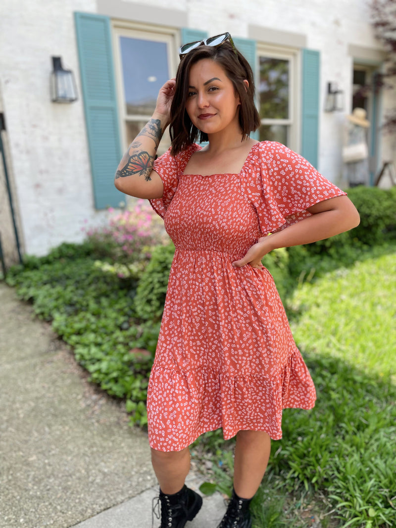 Easy On Me Midi Dress-Coral
