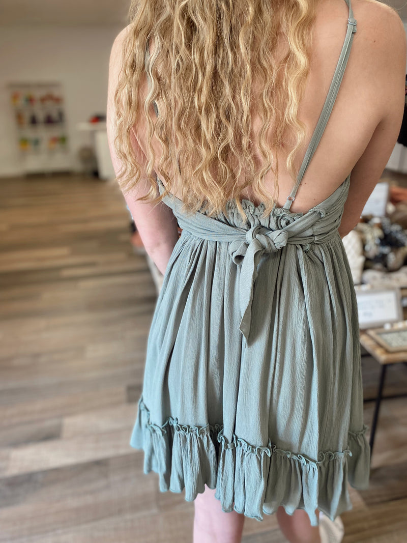 Ambry Smocked Dress-Sage