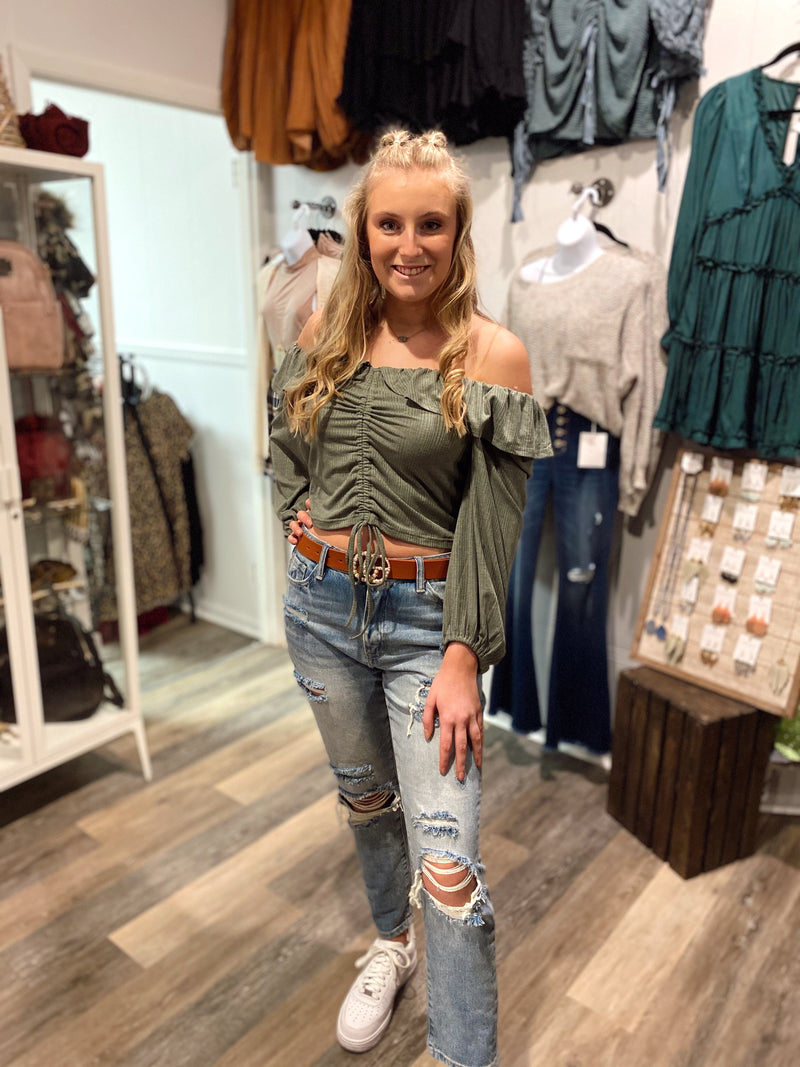 Macy Distressed High Rise Jeans
