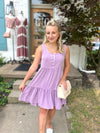 Veda Washed Button Dress-Purple