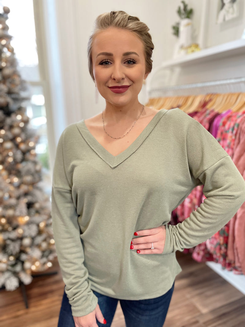 Sydney Ruched Back Top-Olive