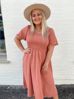 Inessa Smocked Midi Dress-Ginger