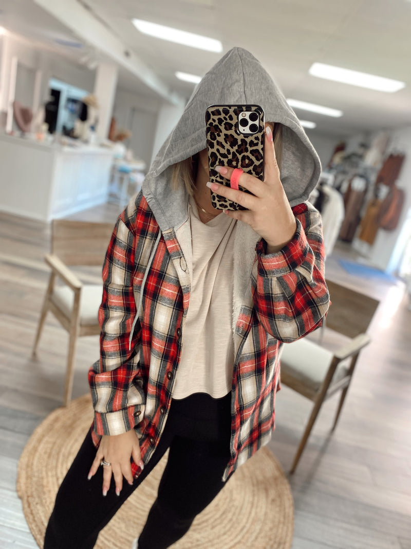 Cutie Plaid Jacket- Red