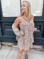 Lenna Floral Tiered Dress- Brown