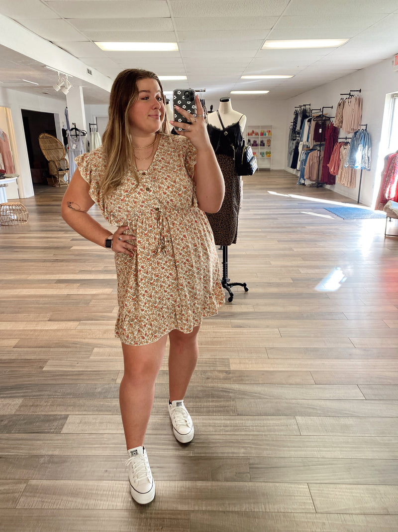 Kynlee Button Front Dress-Cream