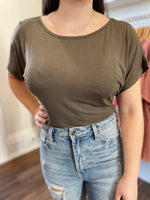 Xena Twist Back Bodysuit-Olive