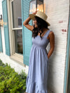 Gracie Smocked Sleeveless Maxi Dress-Elephant Blue
