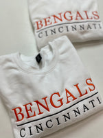 Hometown Cincinnati Embroidered Crewneck-White