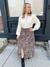 Audra Animal Print Smocked Skirt-Champagne