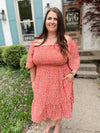 Easy On Me Midi Dress-Coral