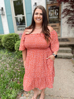 Easy On Me Midi Dress-Coral
