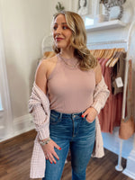 Sophia Ribbed High Neck Tank-Mauve