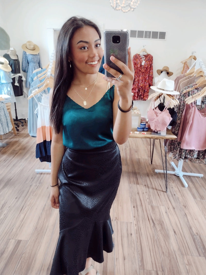 Alani Leopard Print Satin Skirt