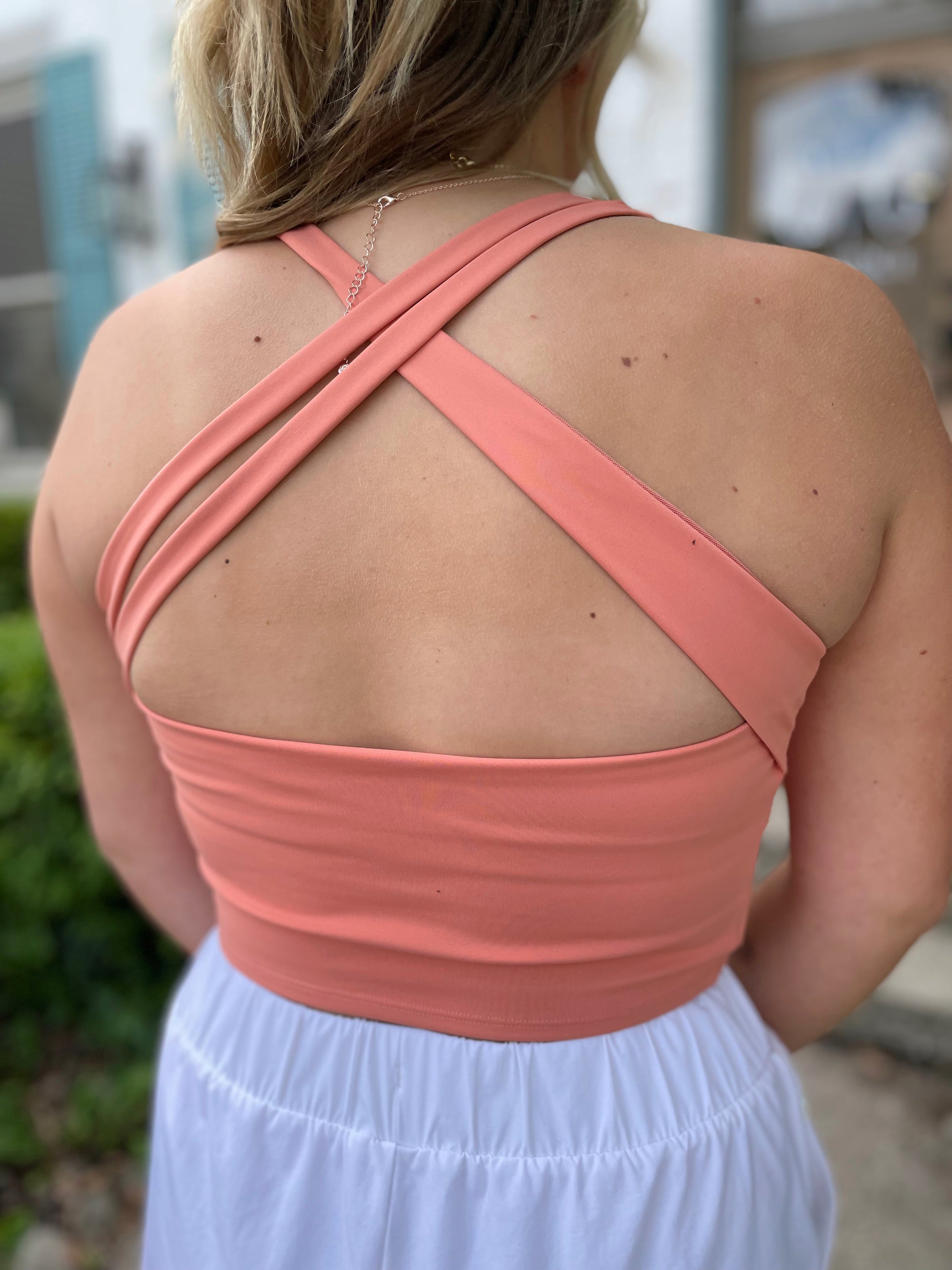 Serenity Athletic Cropped Tank-Dusty Coral
