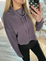 Halston Boxy Cropped Pullover- Purple