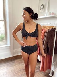 Catch Your Eye Metallic Thread Bikini-Black