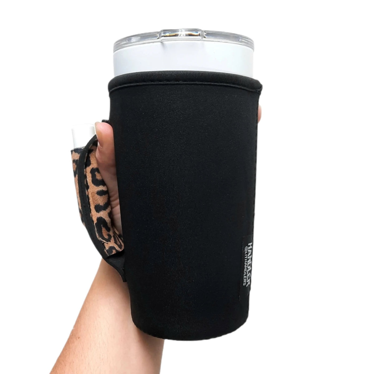 BLACK W/ LEOPARD 20OZ TUMBLER HANDLER FITS YETI®
