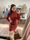 I'm Your Girl Rib Knit Sweater Dress-Cinnamon