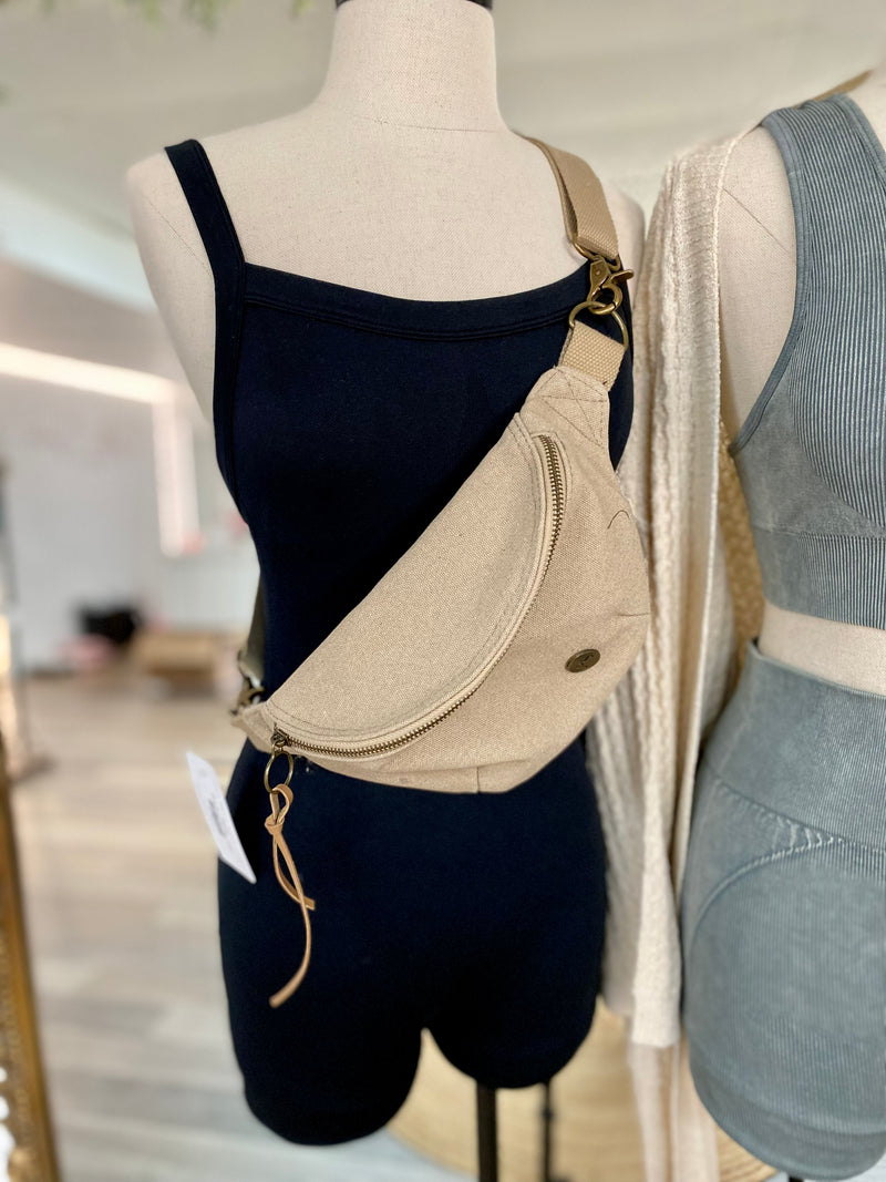 Devin Denim Bum Bag- Khaki