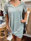 Odette Slub Dress-Green
