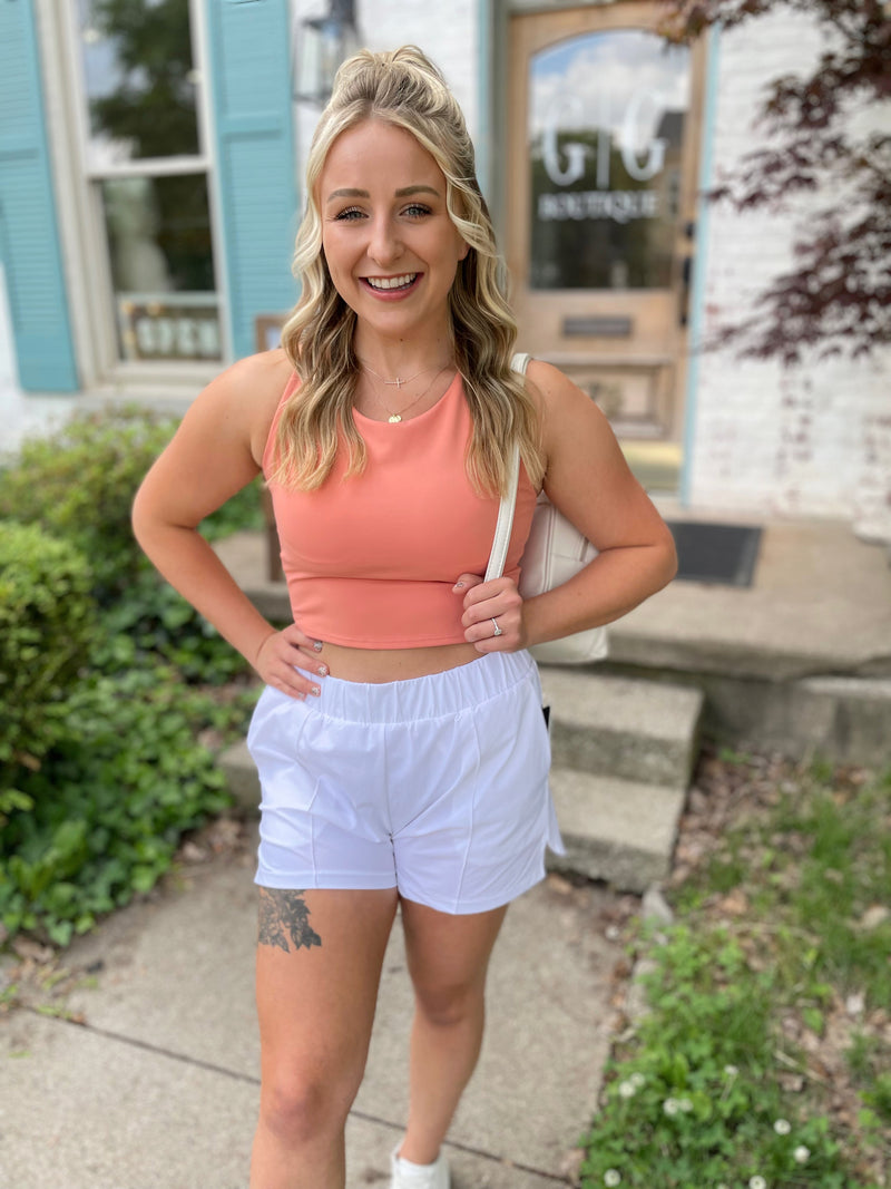 Serenity Athletic Cropped Tank-Dusty Coral