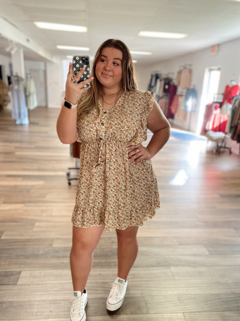 Kynlee Button Front Dress-Cream