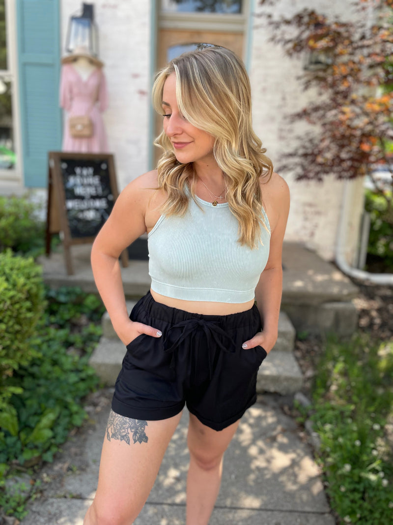 Lauryn Twill Shorts-Black
