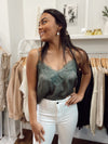 Chantria Satin Lace Cami-Olive