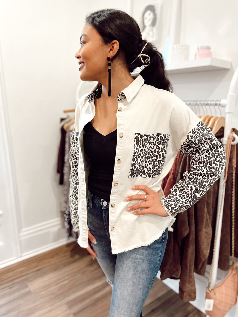 Teylie Cream & Leopard Shacket
