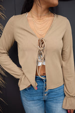 Ashe Ribbed Front Tie Top