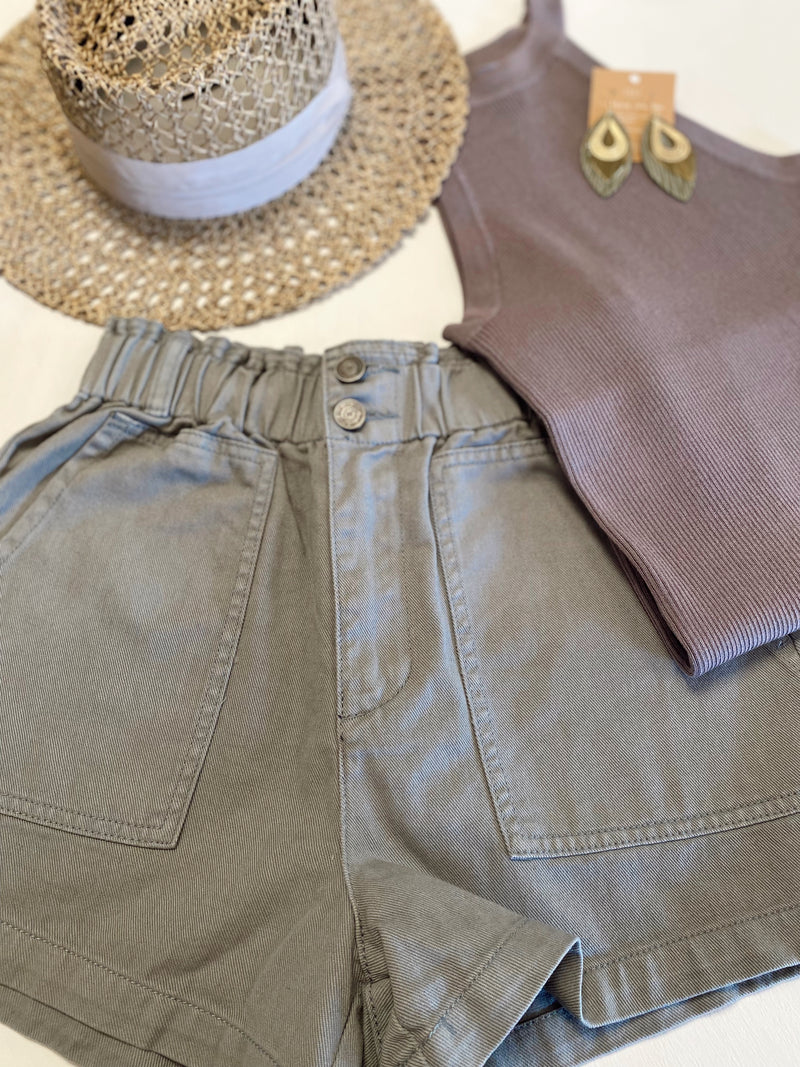 Piper Denim Shorts-Mint