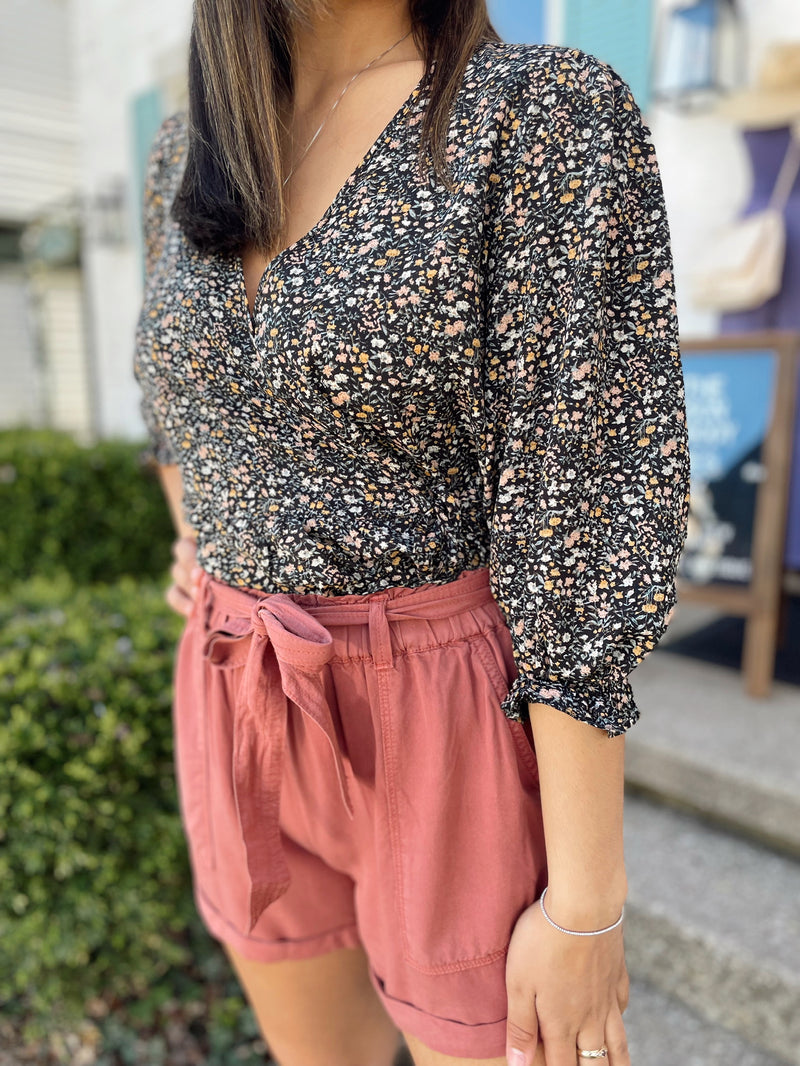 Charli Belted Shorts-Brick