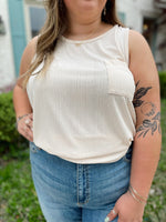 Reanna Rib Textured Tank Top-Taupe