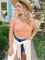 Spice It Up Lace Cropped Top-Clay