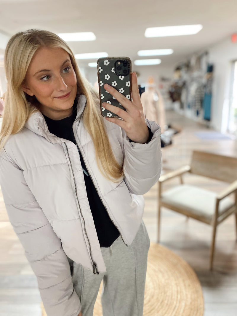 Cozy Up Puffer Jacket-Lilac