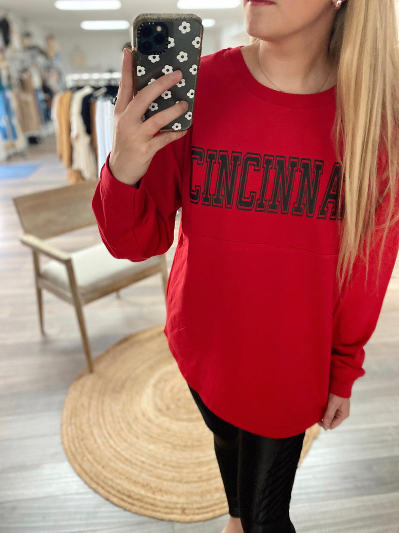 Cincinnati Game Day Long Sleeve- Red