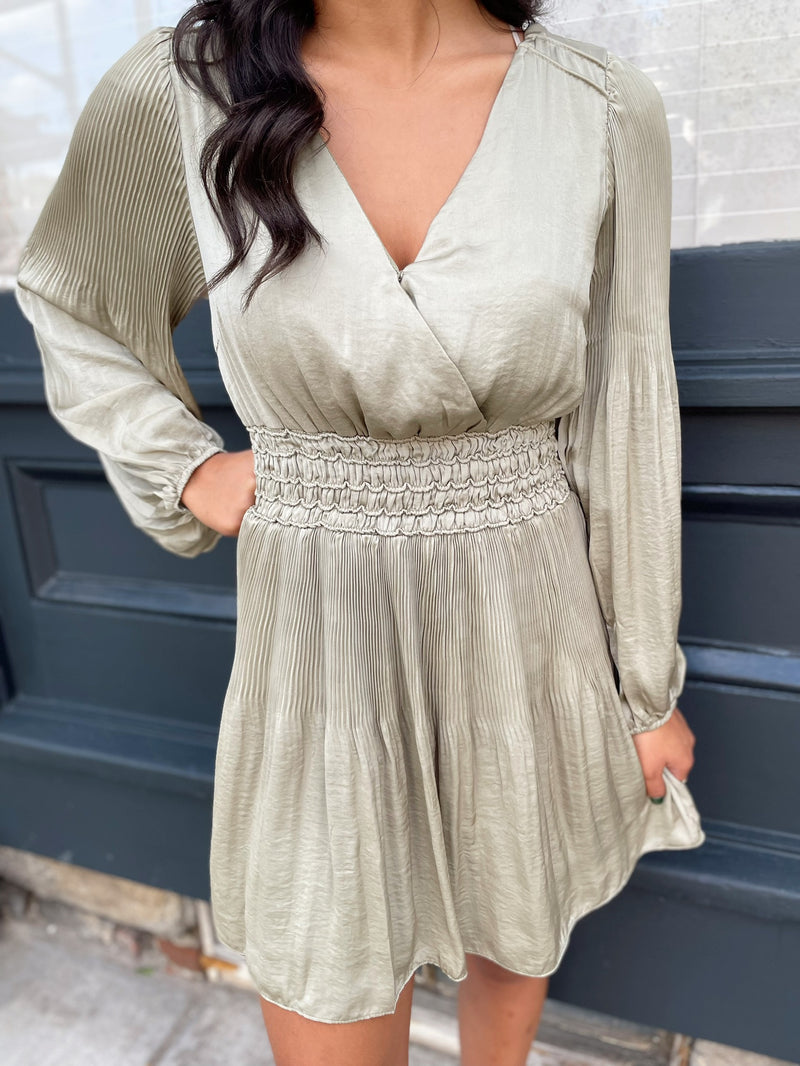 Nicole Long Sleeve Satin Dress