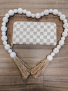 Daisy Cream Checkered Zip Wallet W/ Wristband