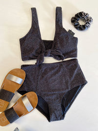 Catch Your Eye Metallic Thread Bikini-Black