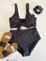Catch Your Eye Metallic Thread Bikini-Black