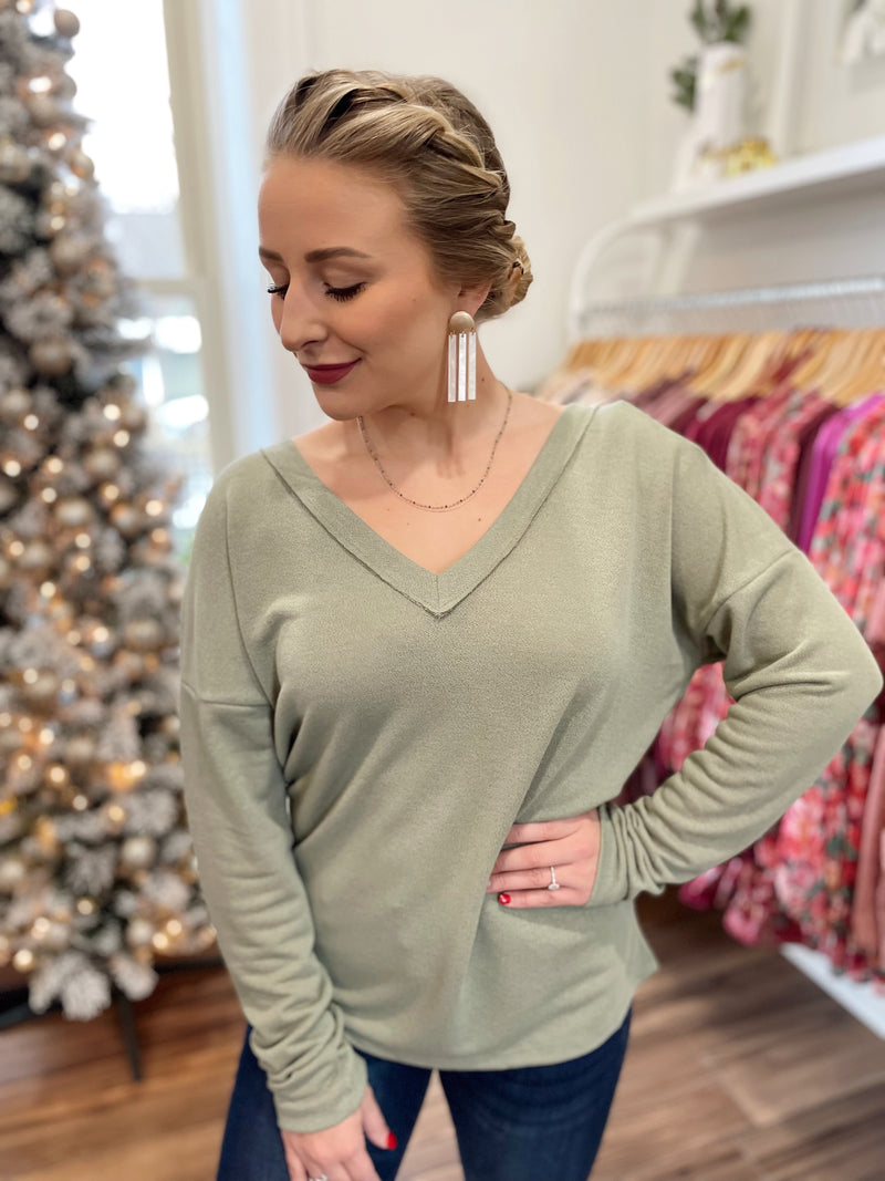 Sydney Ruched Back Top-Olive