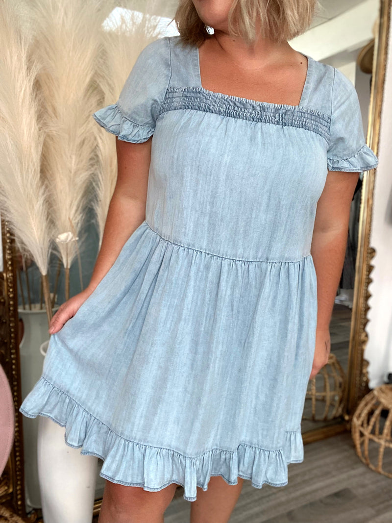 Allison Square Neck Ruffle Dress